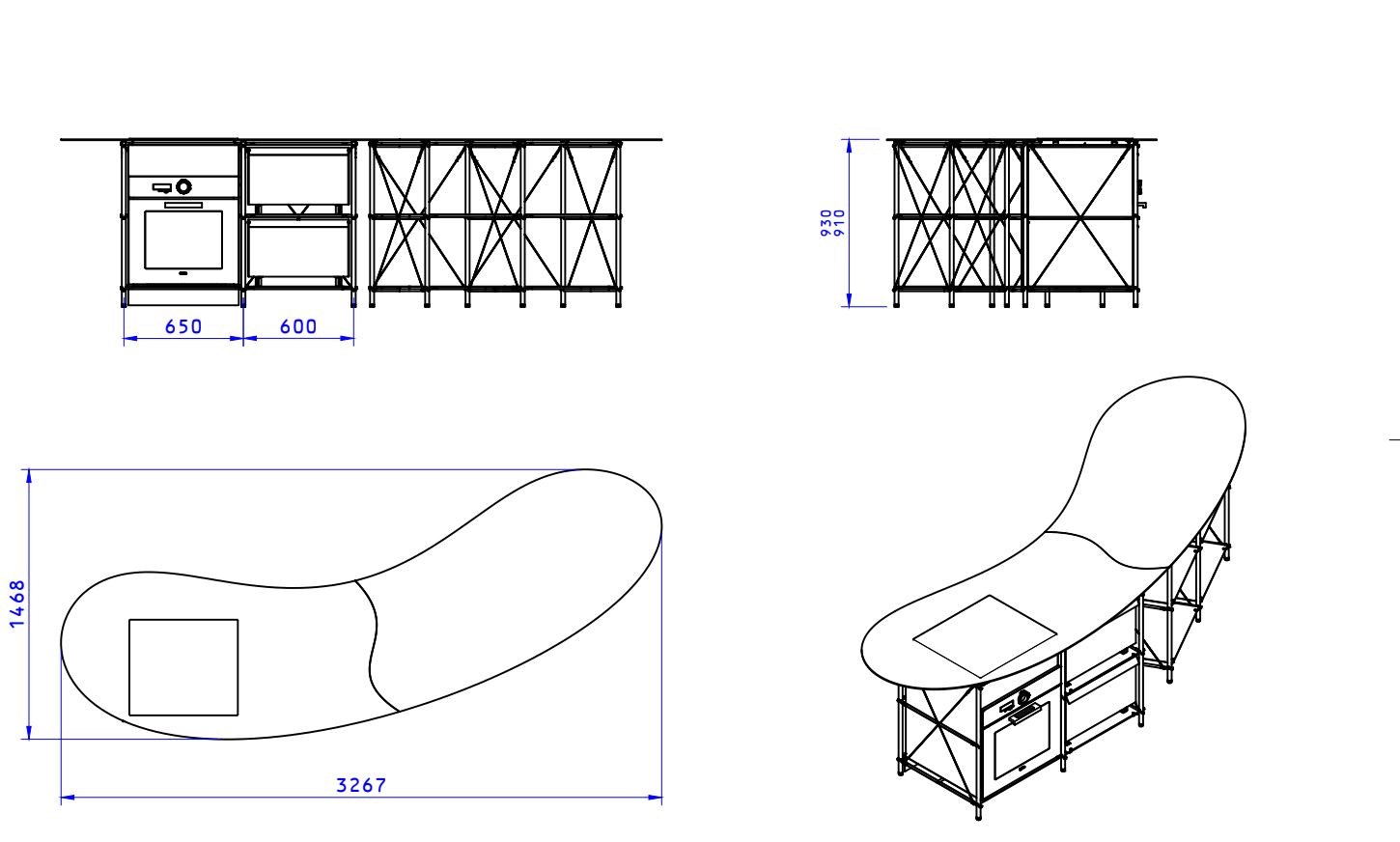 INVENTO 001 - KITCHEN ISLAND (4 MODULES)